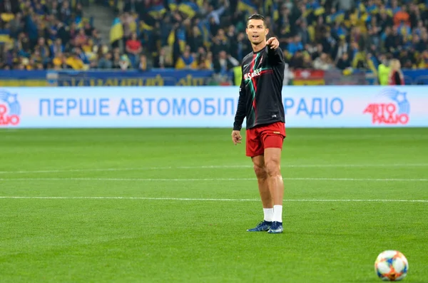 Kiev Oekraïne Oktober 2019 Cristiano Ronaldo Speler Tijdens Kwalificatiewedstrijd Uefa — Stockfoto