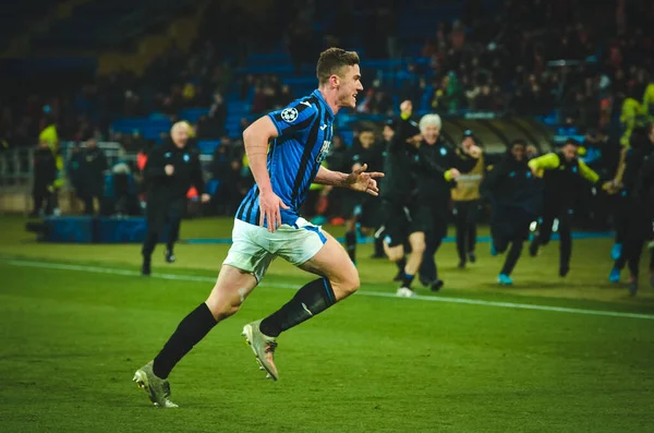 KHARKIV, UKRAINE - December 11, 2019: Robin Gosens celebrate goal scored during the UEFA Champions League match between Shakhtar vs Atalanta Bergamasca Calcio BC (Italy), Ukraine