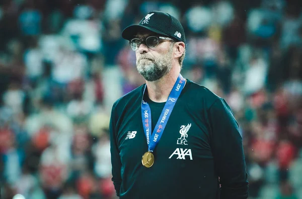 Istanbul Turkey August 2019 Jurgen Klopp Gold Medal Uefa Super — ストック写真