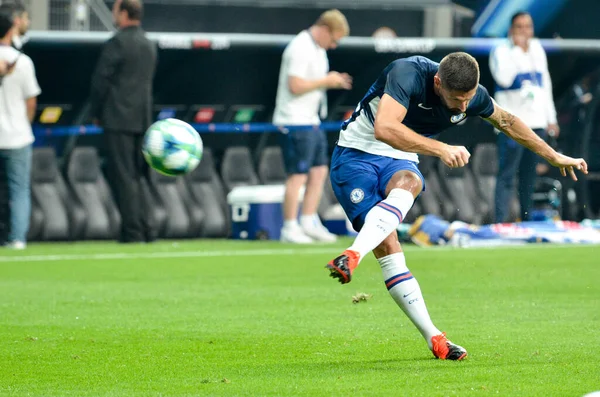 イスタンブール トルコ 8月14 2019 Uefaスーパーカップ決勝中のオリヴィエ ジローは トルコのボーダフォンアリーナスタジアムでリバプールとチェルシーの試合 — ストック写真