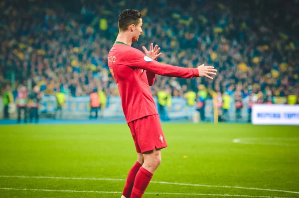 Kyiv Ukraine Octobre 2019 Cristiano Ronaldo Lors Match Qualification Uefa — Photo