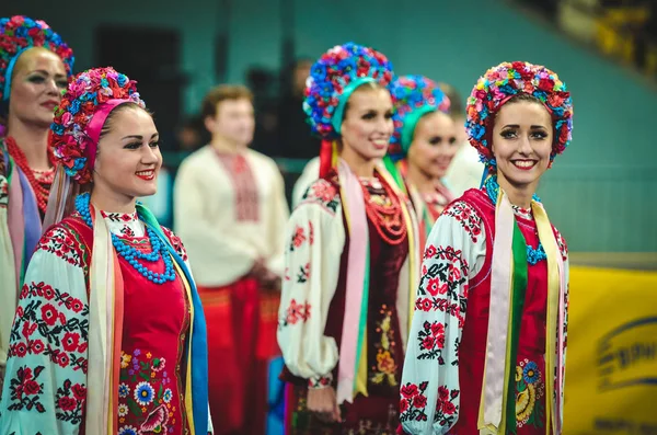 Kiew Ukraine Oktober 2019 Ukrainische Frauen Nationalmannschaft Nationaldress Beim Qualifikationsspiel — Stockfoto