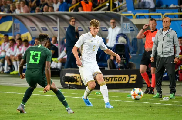 DNIPRO, UKRAINE - September 10, 2019: Football player during the friendly match between national team Ukraine against Nigeria national team, Ukraine