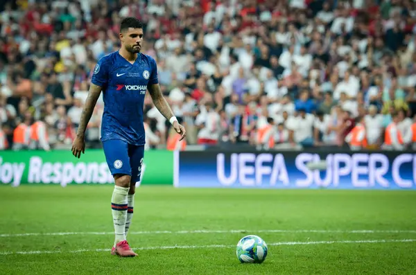 Istanbul, Turkey - August 14, 2019: Emerson player during the UEFA Super Cup Finals match between Liverpool and Chelsea at Vodafone Park in Vodafone Arena, Turkey