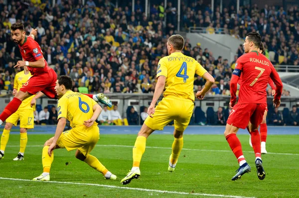 Kyiv Ukraine Outubro 2019 Jogador Cristiano Ronaldo Durante Jogo Qualificação — Fotografia de Stock