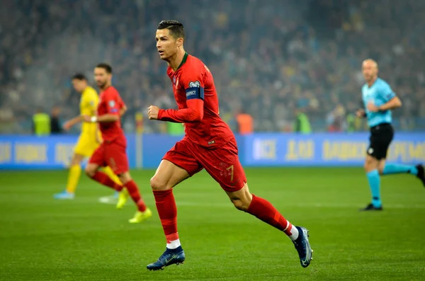 Kyiv Ucrania Octubre 2019 Cristiano Ronaldo Jugador Durante Partido Clasificatorio —  Fotos de Stock