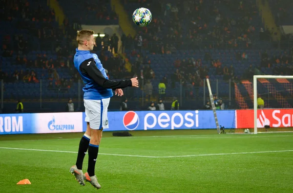 Kharkiv Ukraine December 2019 Football Players Kick Ball Jump Uefa — Zdjęcie stockowe