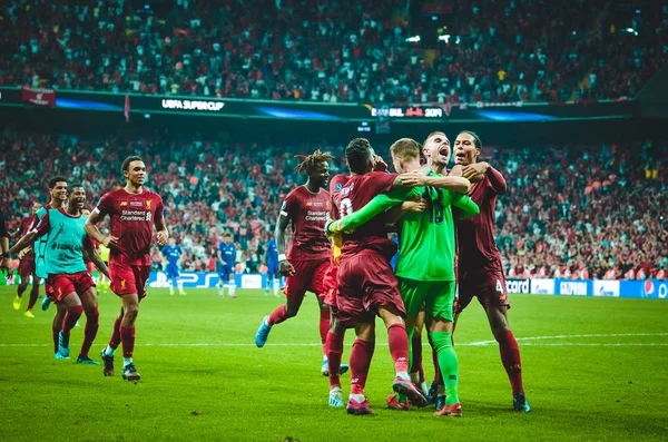 Istanbul Turkey August 2019 Liverpool Players Celebrates Victory Uefa Super — Stockfoto