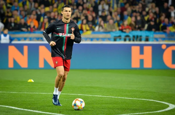 Kiev Oekraïne Oktober 2019 Cristiano Ronaldo Tijdens Kwalificatiewedstrijd Uefa Euro — Stockfoto