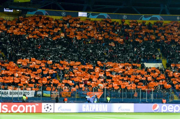 Kharkiv Ukraine Setembro 2019 Fãs Futebol Shakhtar Donetsk Nos Stands — Fotografia de Stock