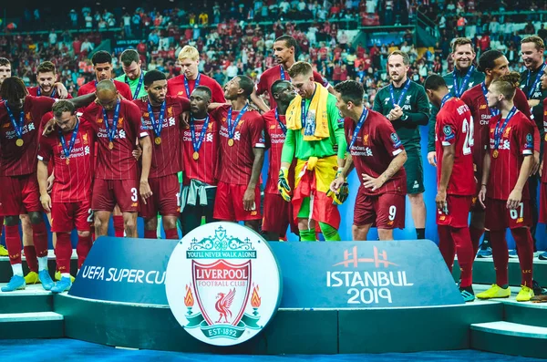 Istanbul Turkey August 2019 Liverpool Footballers Celebrate Victory Award Ceremony — Φωτογραφία Αρχείου