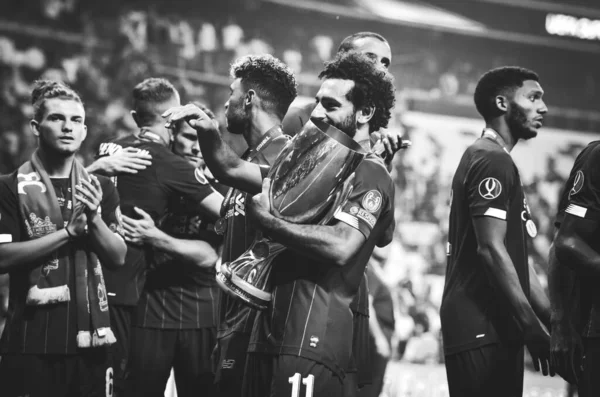 Istanbul Turkey August 2019 Mohamed Salah Celebrate Victory Liverpool Team — Stock Fotó