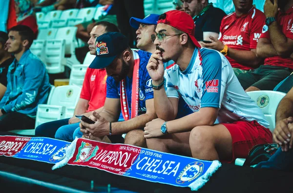 Istambul Turquia Agosto 2019 Fãs Espectadores Liverpool Football Durante Partida — Fotografia de Stock