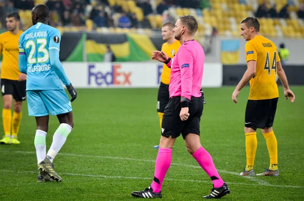 Lviv Ukraine Novembre 2019 Arbitre Manuel Schuttengruber Lors Match Uefa — Photo