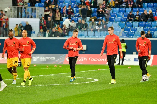 Saint Petersburg Rússia Novembro 2019 Sessão Treinamento Seleção Belga Futebol — Fotografia de Stock