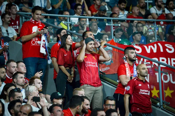 Istanbul Turkey August 2019 Liverpool Fans Spectators Uefa Super Cup — 스톡 사진