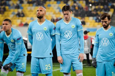 Lviv, Ukrayna - 28 Kasım 2019: Alexandria (Ukrayna) ile Wolfsburg (Almanya) arasındaki Uefa Avrupa Ligi maçı sırasında futbolcu