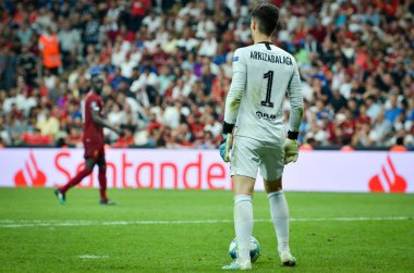 Istanbul, Turkey - August 14, 2019: Kepa Arrizabalaga player during the UEFA Super Cup Finals match between Liverpool and Chelsea at Vodafone Park in Vodafone Arena, Turkey
