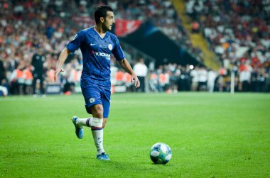 Istanbul, Turkey - August 14, 2019: Pedro player during the UEFA Super Cup Finals match between Liverpool and Chelsea at Vodafone Park in Vodafone Arena, Turkey