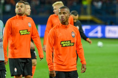 KHARKIV, UKRAINE - September 18, 2019: Shakhtar Donetsk  player left th field during the UEFA Champions League match between Shakhtar Donetsk vs Manchester City, Ukraine