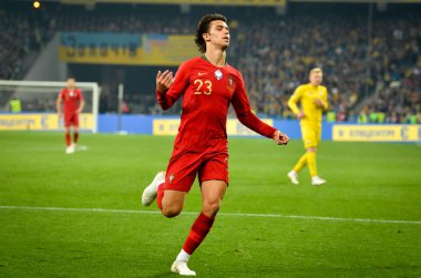 Kyiv, Ukrayna - 14 Ekim 2019: Uefa Euro 2020 ön eleme maçında Joao Felix oyuncusu Ukrayna milli takımı Ukrayna milli takımı Ukrayna 'ya karşı