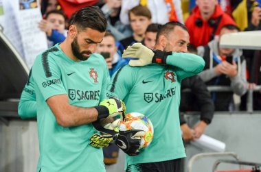 Kyiv, Ukrayna - 14 Ekim 2019: Uefa Euro 2020 ön eleme karşılaşmasında Ukrayna milli takımı Ukrayna ile Ukrayna milli takımı arasında oynanan karşılaşmada Rui Patricio