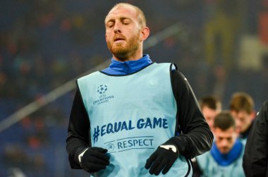 KHARKIV, UKRAINE - December 11, 2019:  Andrea Masiello players during the UEFA Champions League match between Shakhtar vs Atalanta Bergamasca Calcio BC (Italy), Ukraine