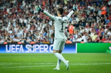 Istanbul, Turkey - August 14, 2019: Kepa Arrizabalaga during the UEFA Super Cup Finals match between Liverpool and Chelsea at Vodafone Park in Vodafone Arena, Turkey
