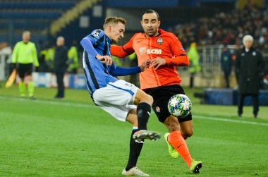 KHARKIV, UKRAINE - December 11, 2019: Timothy Castagne player during the UEFA Champions League match between Shakhtar vs Atalanta Bergamasca Calcio BC (Italy), Ukraine