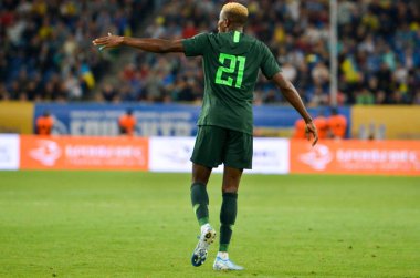 DNIPRO, UKRAINE - September 10, 2019: Victor Osimhen player during the friendly match between national team Ukraine against Nigeria national team, Ukraine