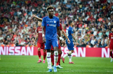 Istanbul, Turkey - August 14, 2019: Tammy Abraham player during the UEFA Super Cup Finals match between Liverpool and Chelsea at Vodafone Park in Vodafone Arena, Turkey