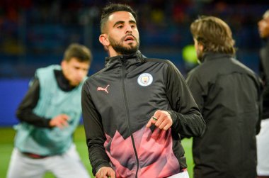 KHARKIV, UKRAINE - September 18, 2019: Riyad Mahrez player during the UEFA Champions League match between Shakhtar Donetsk vs Manchester City (England), Ukraine