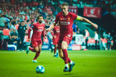 Istanbul, Turkey - August 14, 2019: Jordan Henderson during the UEFA Super Cup Finals match between Liverpool and Chelsea at Vodafone Park in Vodafone Arena, Turkey