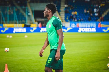 DNIPRO, UKRAINE - September 10, 2019: Ola Aina player during the friendly match between national team Ukraine against Nigeria national team, Ukraine