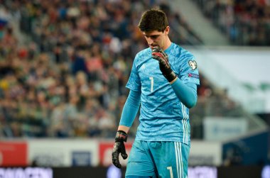 SAINT-PETERSBURG, RUSSIA - November 16, 2019: Thibaut Courtois player during UEFA EURO 2020 qualifying match between national team Russia against Belgium national team, Russia