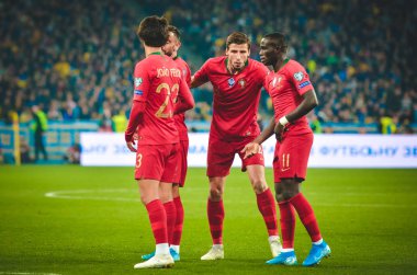 Kyiv, Ukrayna - 14 Ekim 2019: Uefa Euro 2020 ön eleme maçında Joao Felix oyuncusu Ukrayna milli takımı Ukrayna milli takımı Ukrayna 'ya karşı