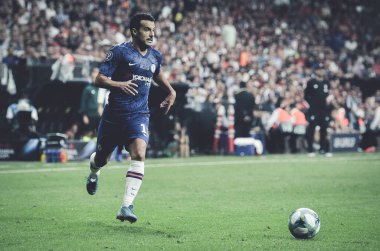 Istanbul, Turkey - August 14, 2019: Pedro player during the UEFA Super Cup Finals match between Liverpool and Chelsea at Vodafone Park in Vodafone Arena, Turkey