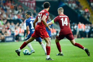 Istanbul, Turkey - August 14, 2019: Trent Alexander-Arnold during the UEFA Super Cup Finals match between Liverpool and Chelsea at Vodafone Park in Vodafone Arena, Turkey