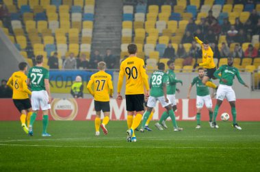 LVIV, UKRAINE - November 07, 2019: Football player during the UEFA Europa League match between Alexandria (Ukraine) vs AS Saint Etienne (France), Ukraine
