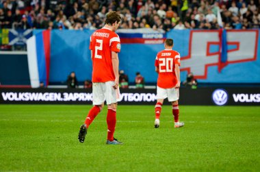 SAINT-PETERSBURG, RUSSIA - November 16, 2019: Mario Fernandes player during UEFA EURO 2020 qualifying match between national team Russia against Belgium national team, Russia