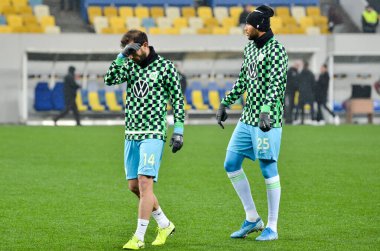 Lviv, Ukrayna - 28 Kasım 2019: Alexandria - Wolfsburg (Almanya), Ukrayna arasındaki Uefa Avrupa Ligi karşılaşmasında Admir Mehmedi ve John Anthony Brooks