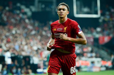 Istanbul, Turkey - August 14, 2019: Trent Alexander-Arnold during the UEFA Super Cup Finals match between Liverpool and Chelsea at Vodafone Park in Vodafone Arena, Turkey