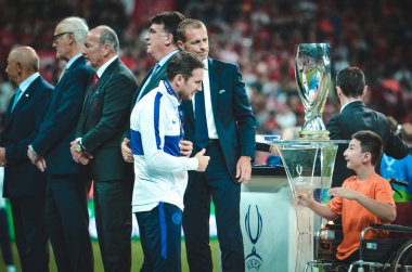 Istanbul, Turkey - August 14, 2019: Frank Lampard received silver medals during the UEFA Super Cup Finals match between Liverpool and Chelsea at Vodafone Park in Vodafone Arena, Turkey