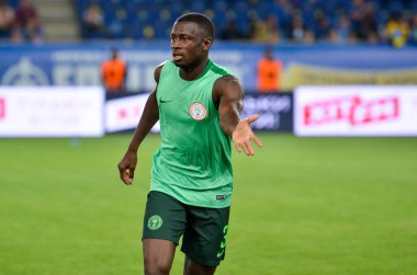DNIPRO, UKRAINE - September 10, 2019: Jamilu Collins player during the friendly match between national team Ukraine against Nigeria national team, Ukraine