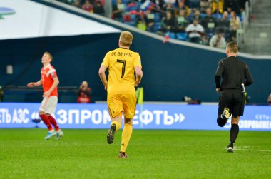 SAINT-PETERSBURG, RUSSIA - November 16, 2019: Kevin De Bruyne player during UEFA EURO 2020 qualifying match between national team Russia against Belgium national team, Russia