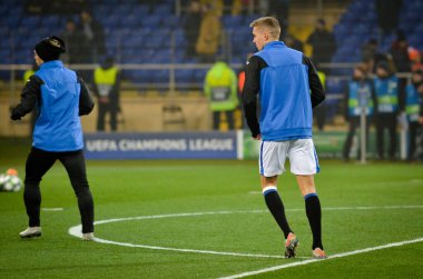 KHARKIV, UKRAINE - December 11, 2019: Training session Atalanta Football players during the UEFA Champions League match between Shakhtar vs Atalanta Calcio BC (Italy), Ukraine