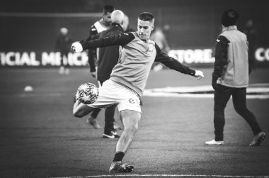 KHARKIV, UKRAINE - December 11, 2019: Mario Pasalic players during the UEFA Champions League match between Shakhtar vs Atalanta Bergamasca Calcio BC (Italy), Ukraine