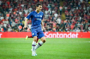 Istanbul, Turkey - August 14, 2019: Andreas Christensen during the UEFA Super Cup Finals match between Liverpool and Chelsea at Vodafone Park in Vodafone Arena, Turkey