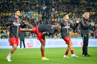Kyiv, Ukrayna - 14 Ekim 2019: Danilo Pereira ve Uefa Euro 2020 ön eleme maçında Ukrayna ile Portekiz milli takımı Ukrayna arasında oynanan karşılaşma