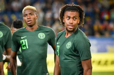 DNIPRO, UKRAINE - September 10, 2019:  Alex Iwobi player during the friendly match between national team Ukraine against Nigeria national team, Ukraine